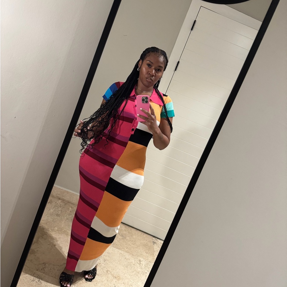 Fashion Nova Colorful Striped Maxi Dress